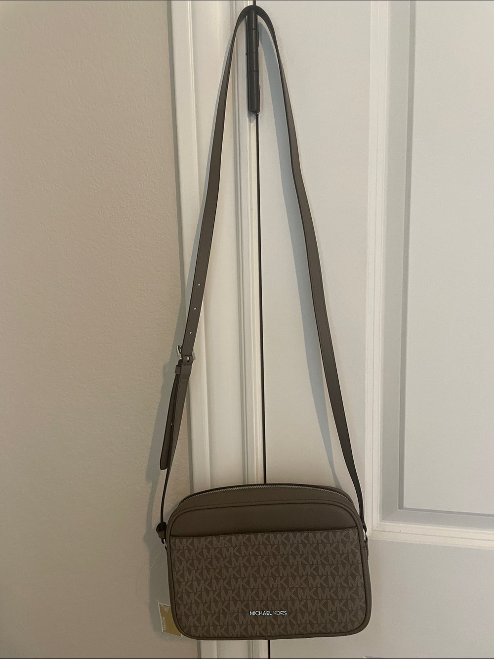 Michael Kors Taupe/Brown MK Signature Crossbody Bag